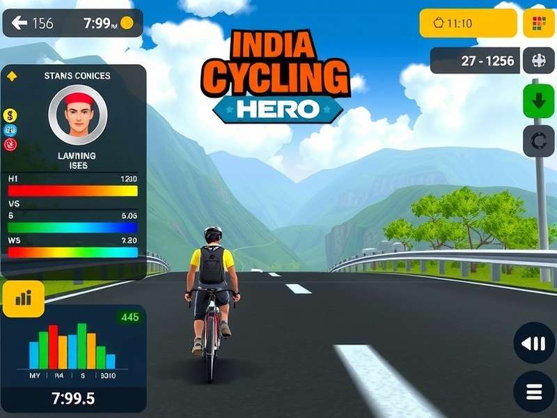 Sangam Cycling Hero gameplay screenshot showing Indian landscape